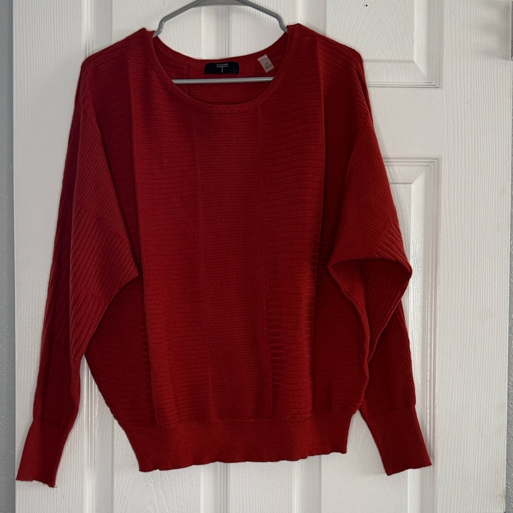 Tahari Deep Red Scoop Neck Sweater